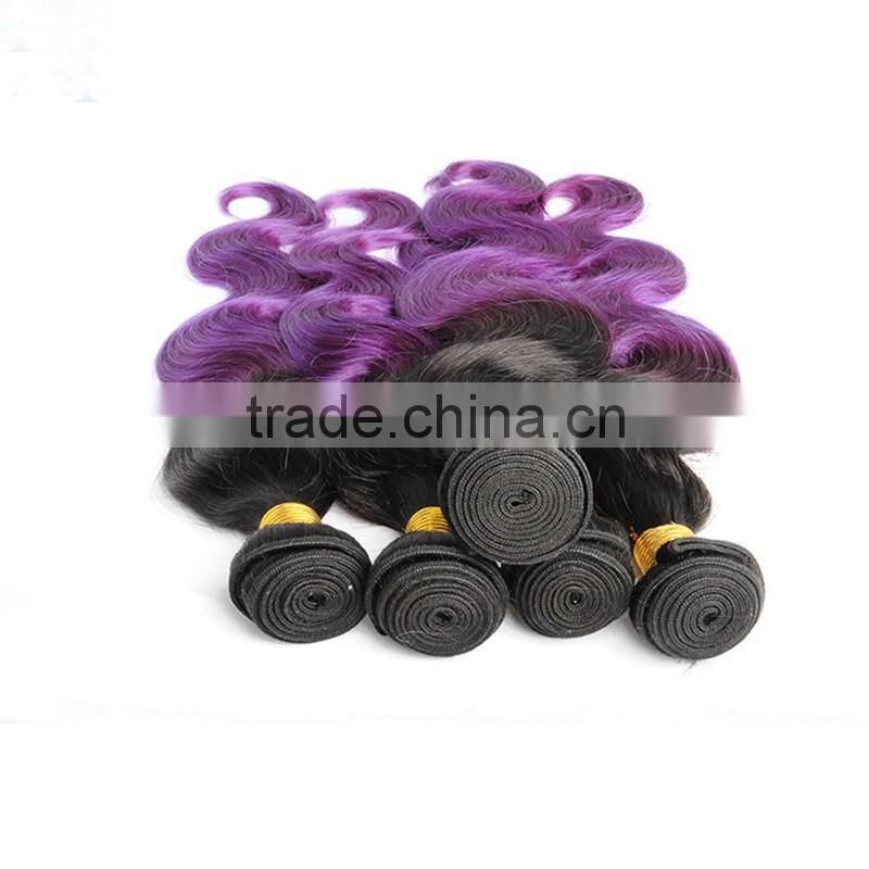 Wholesale Cheap Brazilian body wave hair two tone ombre colored hair weave bundles