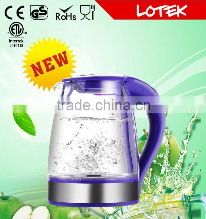 pyrex glass electirc water kettle with 1.7L volume