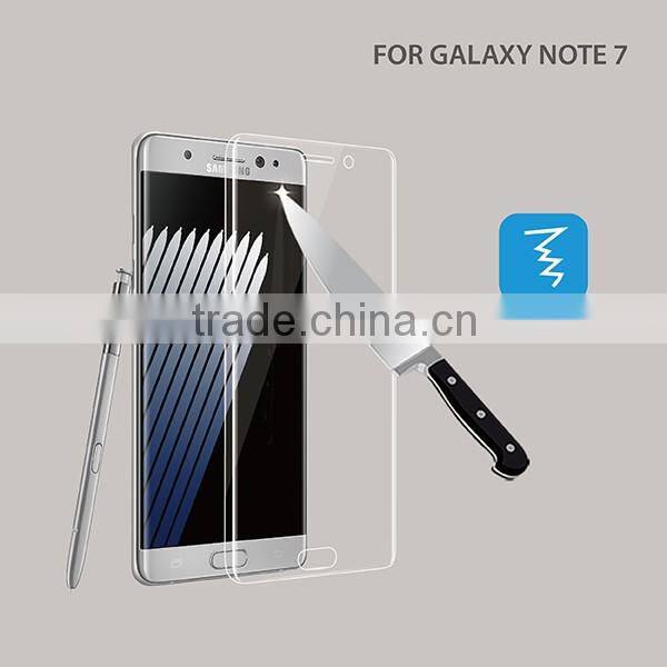 2016 prefect OEM For Samsung Galaxy note 7 curved tempered glass screen protector, Full Cover 3D curved Note7