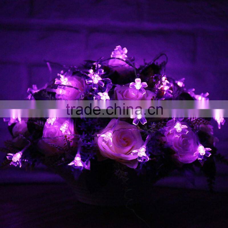 2016 christmas holiday party wedding outdoor decoration indoor bettery solar lotus plastic flower fairy string led lights