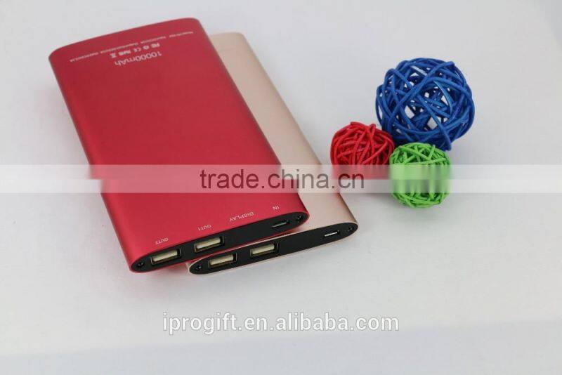 2016 New Arrival Metal emergency mobile power bank 10000mah for smart cell phones