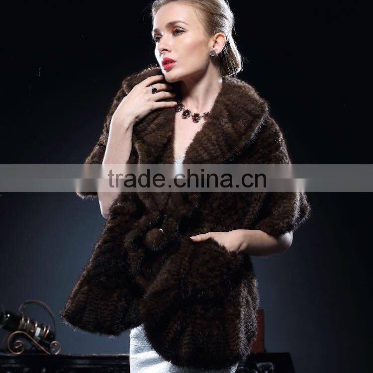 Wholesale Genuine Knitted Mink Fur Stole for Fashion Ladies with Cheap Price Stole