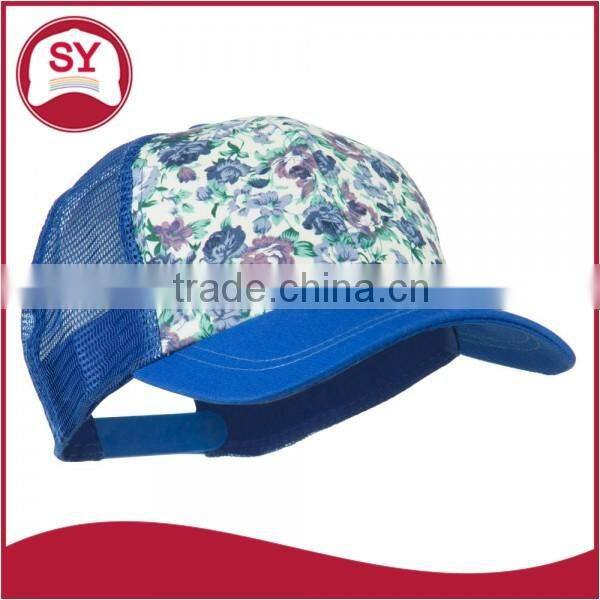 Customize Floral 5 panel Trucker Mesh Snapback Cap