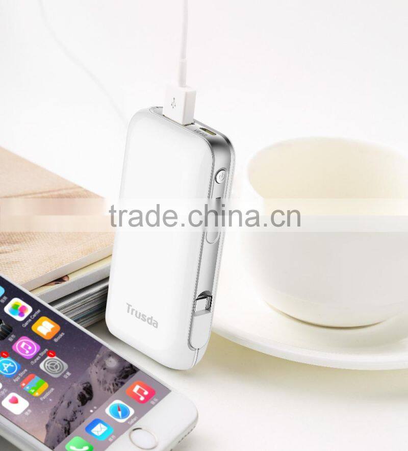 U902 Built in Cables Custom logo High quality Lithium battery 5200mAh power bank for Phones and Tablets