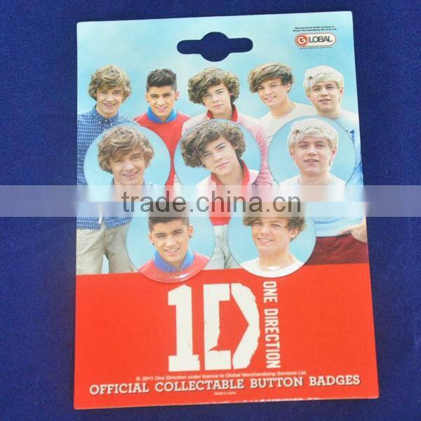 OEM custom made plastic tin button badge with safe pin, plastic clip button badge