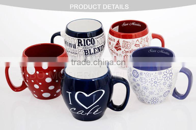 colored glaze ceramic mug with custom design