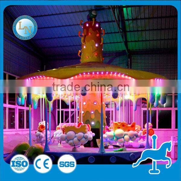 Theme park merry go round ride mini kids christmas LED decorative carousel ride
