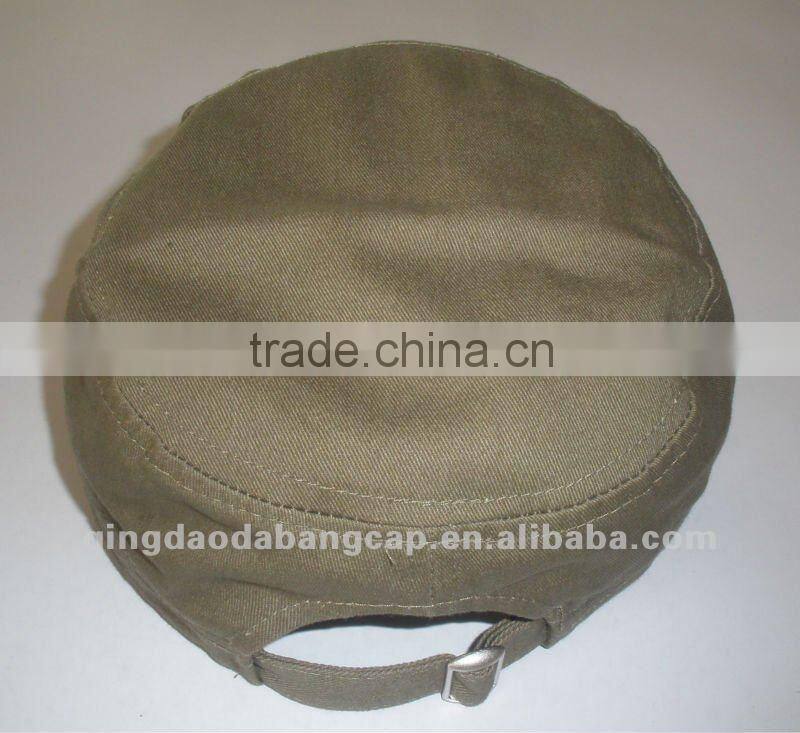 Cheap prewashed cotton fabric military hat with fashional embroidery logo