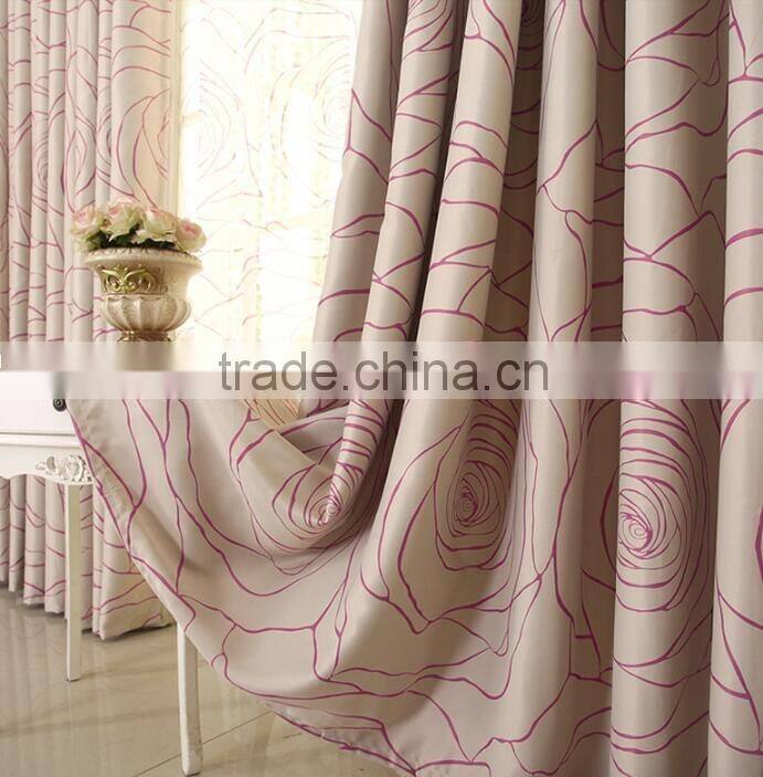 flower printed blackout curtain for living room