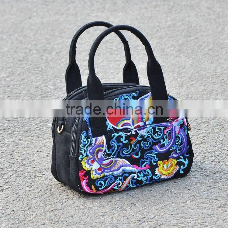 Single strap women shoulder bag/handbags with long strap embroidery