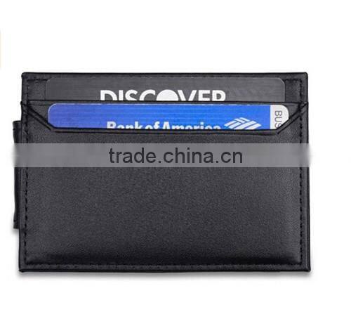 Custom mens genuine leather money clip business card credit card holder