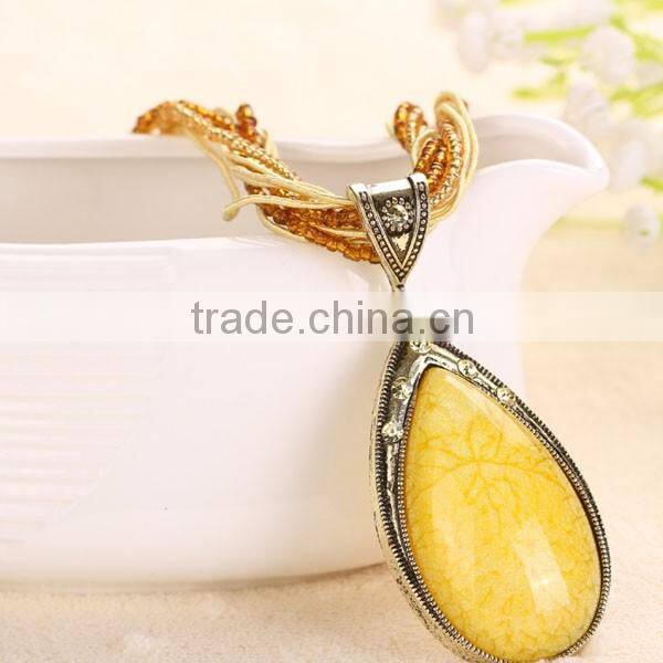 National Wind Women Water Drop Pendant Necklace