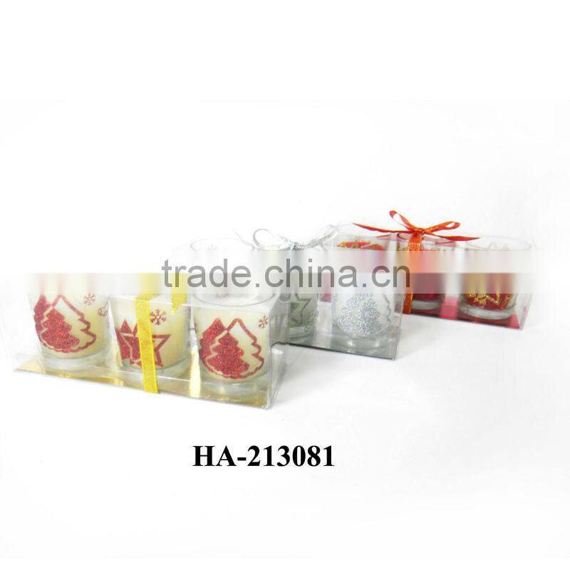 christmas decorative glass candle gift set