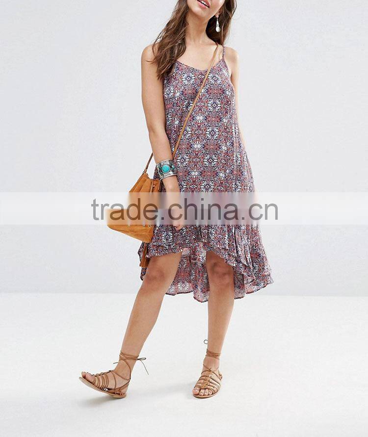 China manufacturer casual summer paisley print slip midi dress for girls