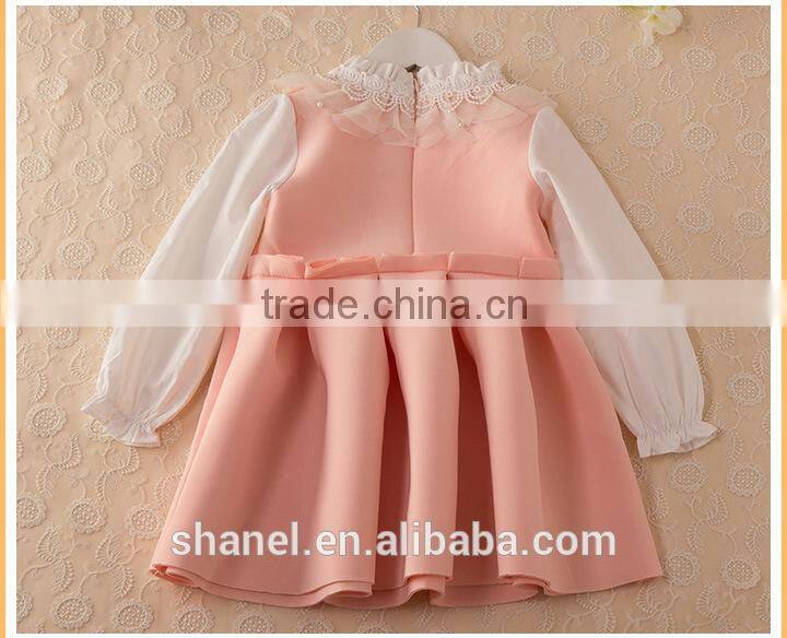 hot sale girls cotton lace collar dress 2015 new ruffle princess dress