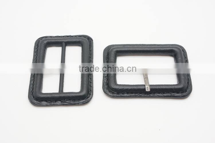 Inner Size 4.1 CM*2.6 CM cm Black Real Leather Buckles Buttons with Metal Pin
