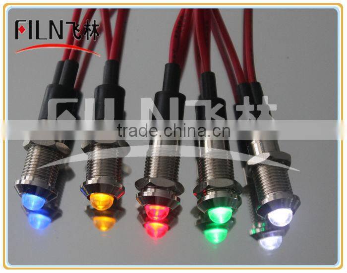 2015 waterproof 8mm 12v engine check light safety flashing light with wires
