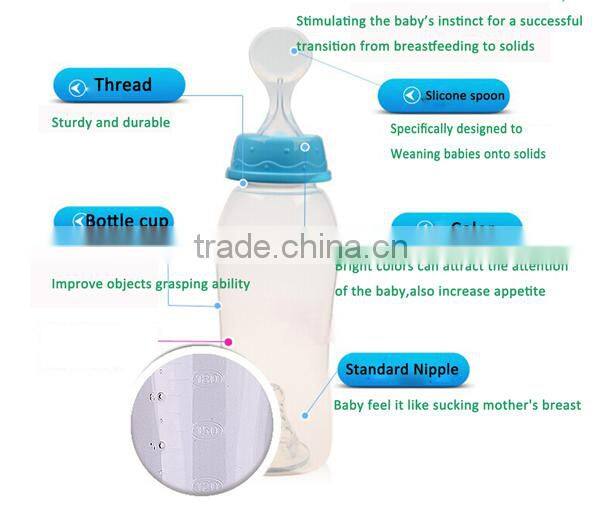 New baby food bottle feeder, feeding bottle with spoon