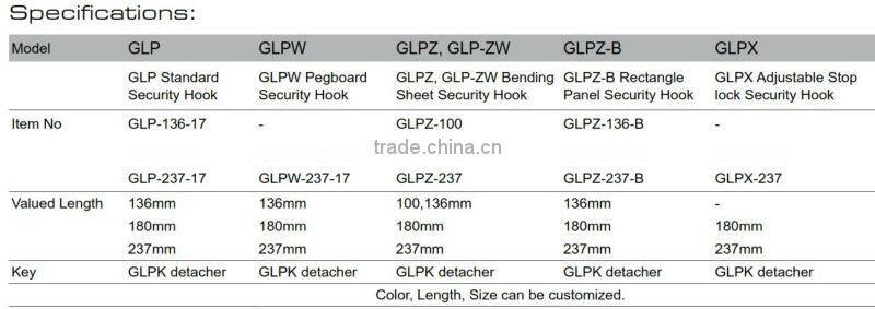 2013 factory support metal security tag hook for retail store/ exhibition