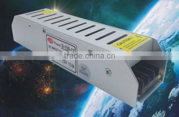 High quality 150w DC 12v 12.5a strip shape power supply ,small case switch power supply .