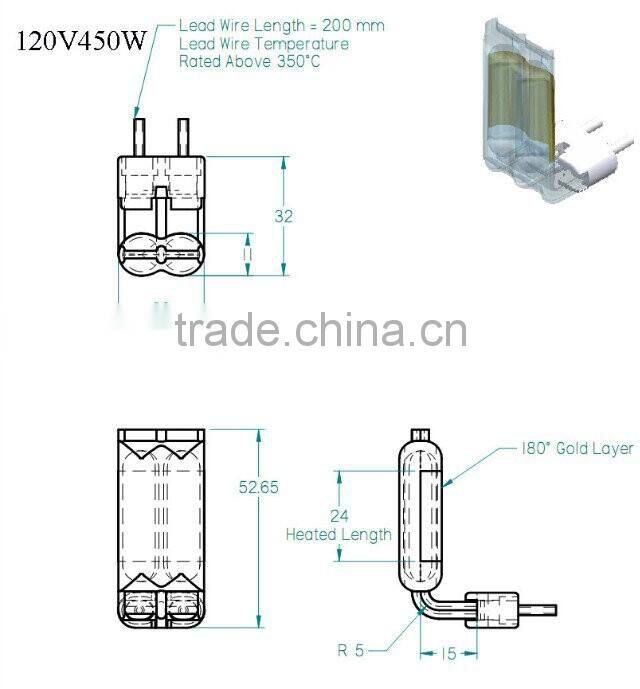 IR lamp for heating process glass bottle making machine