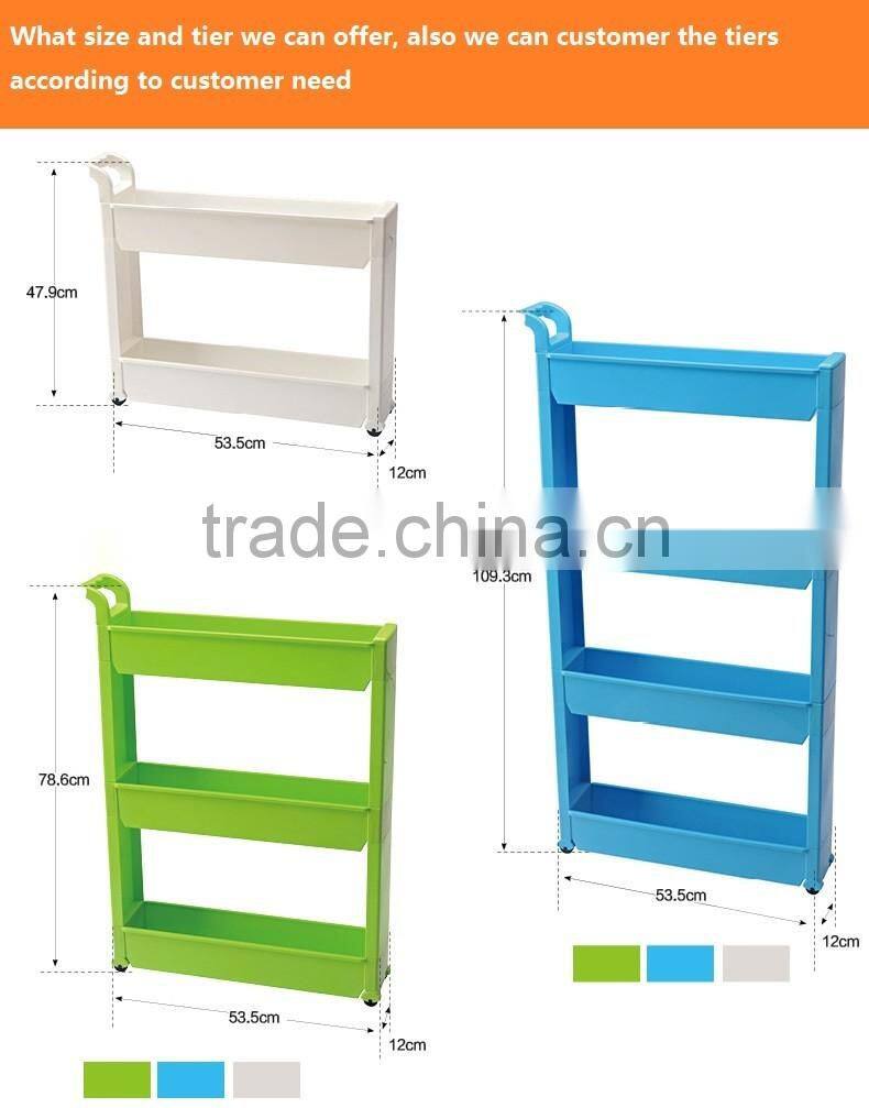 Gap Storage Slim Slide Out Storage Tower Rack Shelf with Wheels 3 to 5 Tier