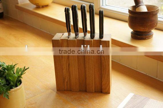 Wooden Knife Rack Knives Stand Oak Wooden Knife Holder with Leachate Gap