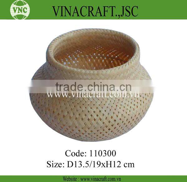 Brown bamboo basket for egg storage