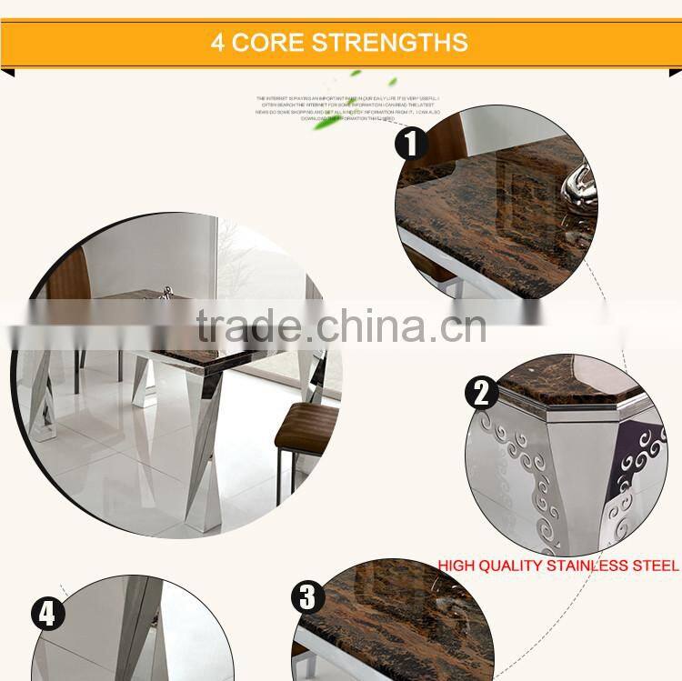 Marble Top Stainless Steel Frame Dining Table TH308