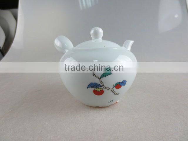 porcelain round cute tea pot with decal design