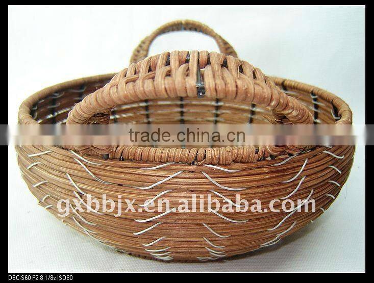 Round woven iron frame storage baskets made of paper rope