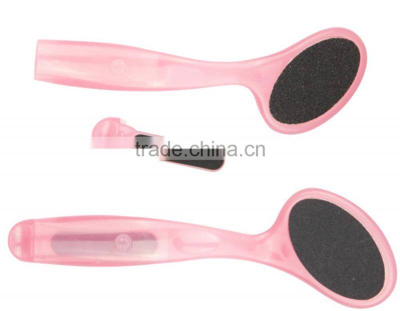 Pink foot file with long plastic handle ,Sandpaper foot file with callus cleaning