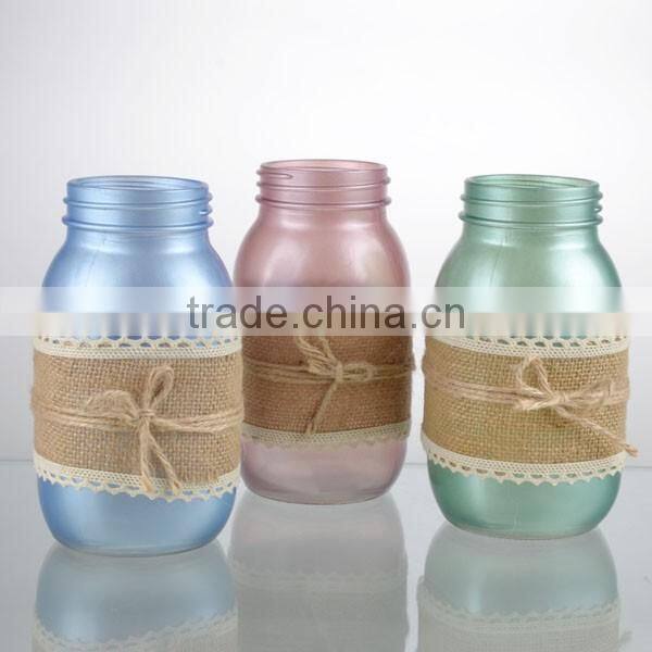 bud silk cloth 4colorful machine made glass mason jar vase
