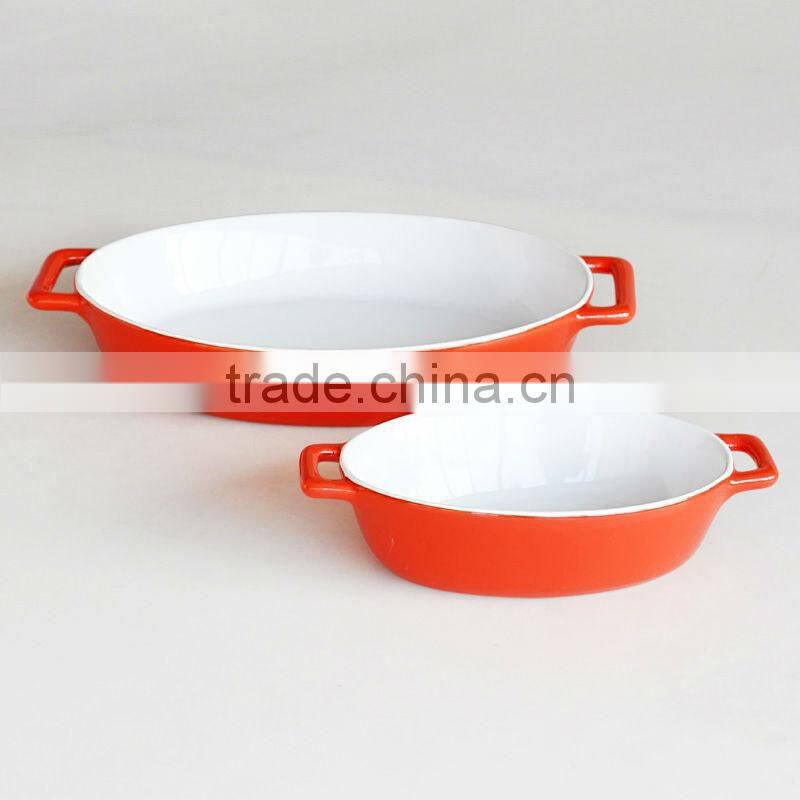 3pcs Stoneware Baker Plate Set with Solid Color