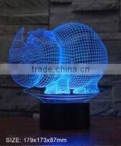3D vision creative rhinoceros shape LED light USB charging desk night light