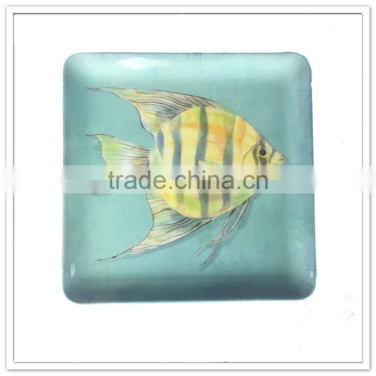 6" promotion coconut tree printing square melamine dishes