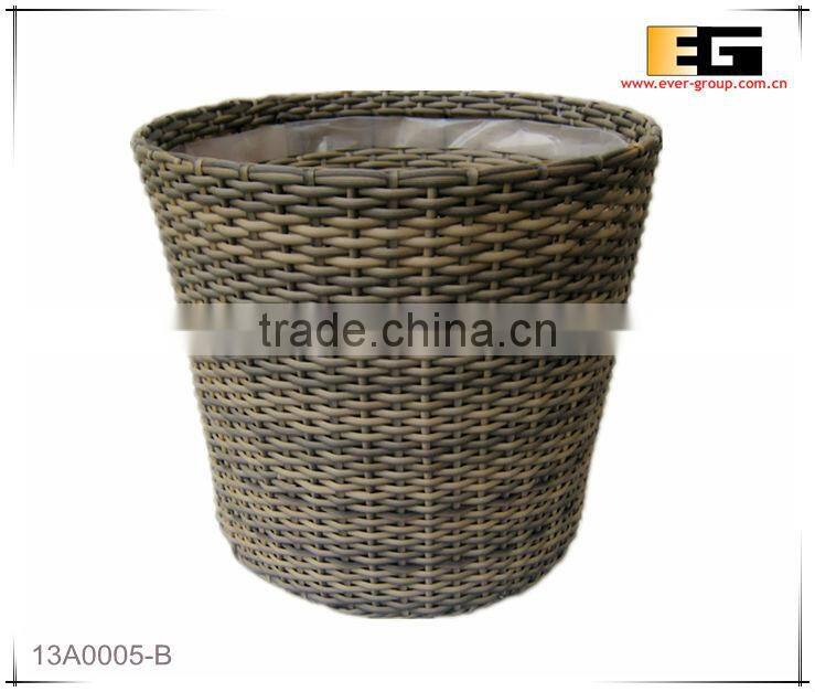 Round PE/Plastic rattan with liner deco basket