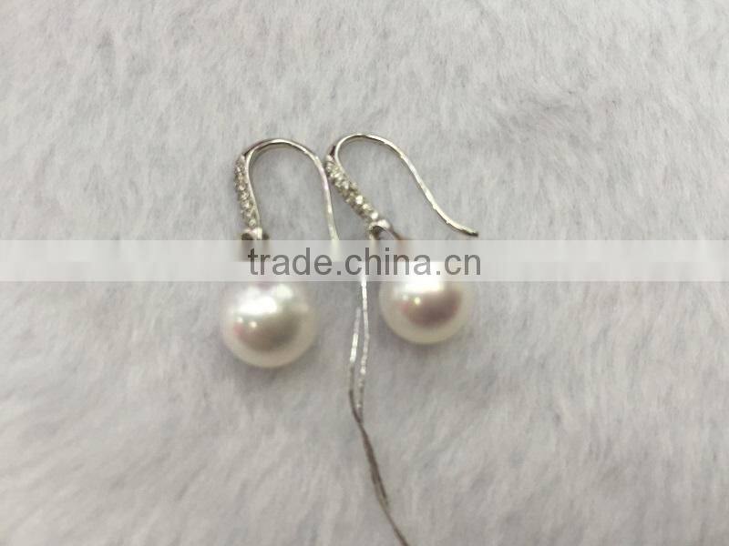 wholesale 8-8.5 mm white akoya pearl jewelry earrings