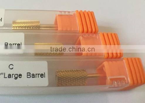 Shank Diameter 2.35MM Total Length Golden Carbide Burr for Nail Large Barrel