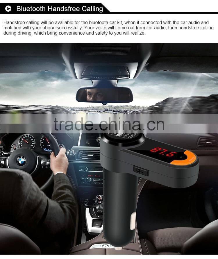 Wireless Bluetooth Car Kit with Portable Dual USB car charger Hands Free MP3 Player FM Transmitter