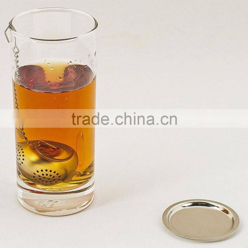 WCQ029 Tea Infuser Tea Ball Stainless Steel Loose Leaf Tea Strainer with Chain and Drip Trays Teapot Infuser Gift