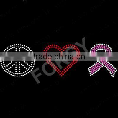 Breast Cancer ribbon glitter rhinestone transfer