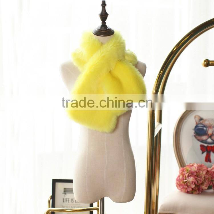 short colorful top grade Luxury vintage faux fox fur crossed scraf