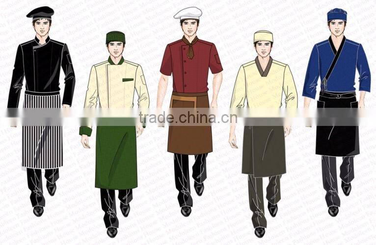 Fashion design custom working uniform, hotel and restaurant waiter uniform