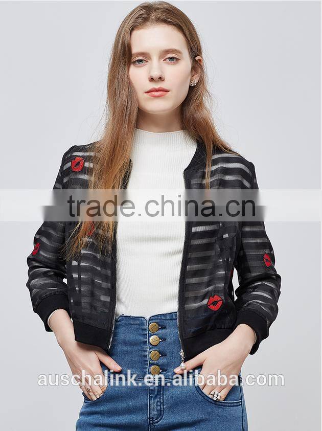 OEM service new model outdoor young ladies jackets embroidery designs