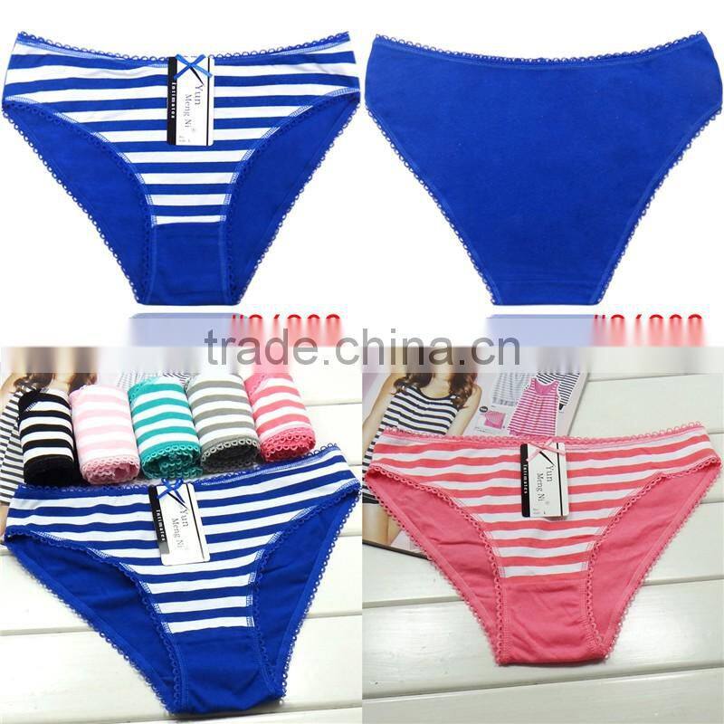 Front cute strie printing sexy lingerie cotton underwear stock wholesale women panty