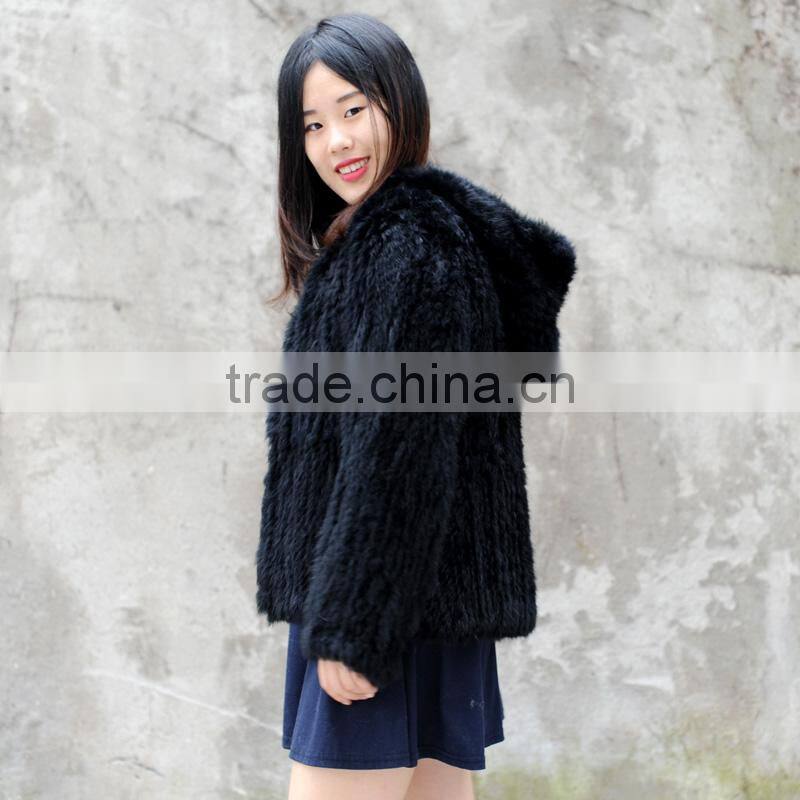 CX-G-A-44B Top Quality Genuine Rabbit Fur Garment/ Real Fur Jacket Winter Women
