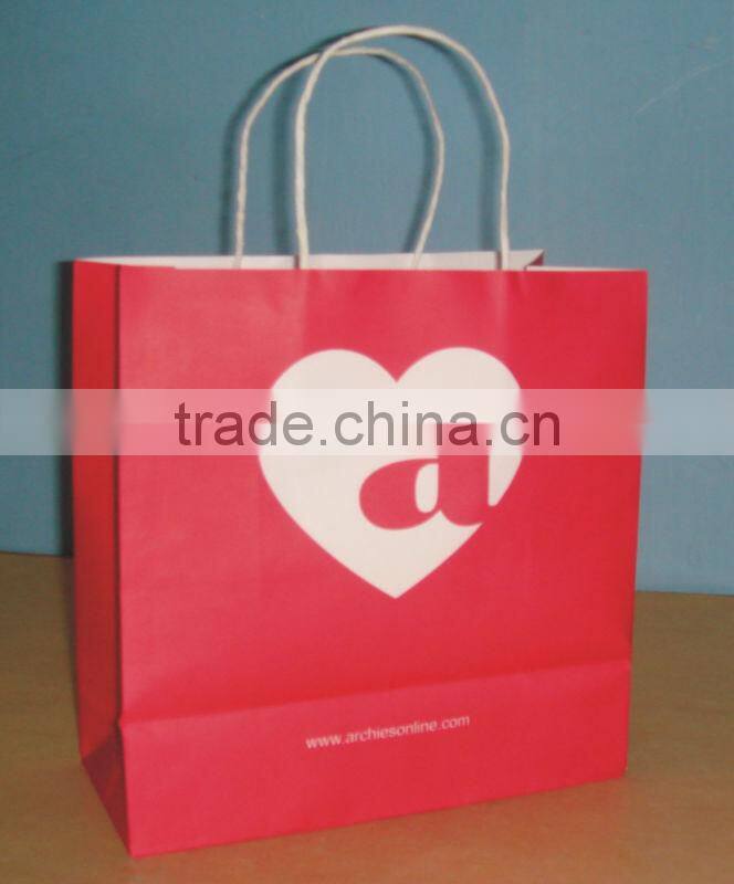 BROWN PAPER BAG WITH HANDLES / NAME AND LOGO PRINTED