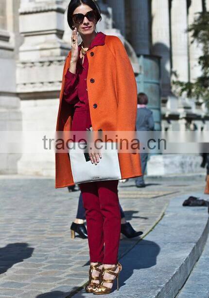 short style good quality 100% hand made fashion orange winter coat women