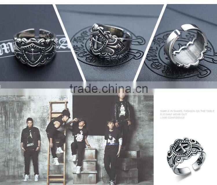 Yiwu factory direct wholesale retro cool punk Cross ring Tai silver jewelry for men